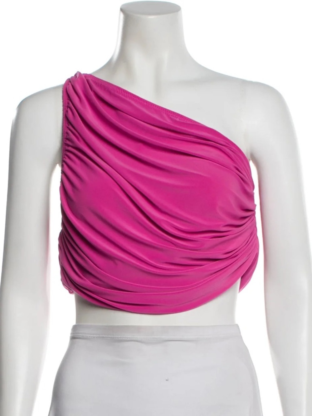 Norma Kamali Diana Crop Top in Bright Fuchsia